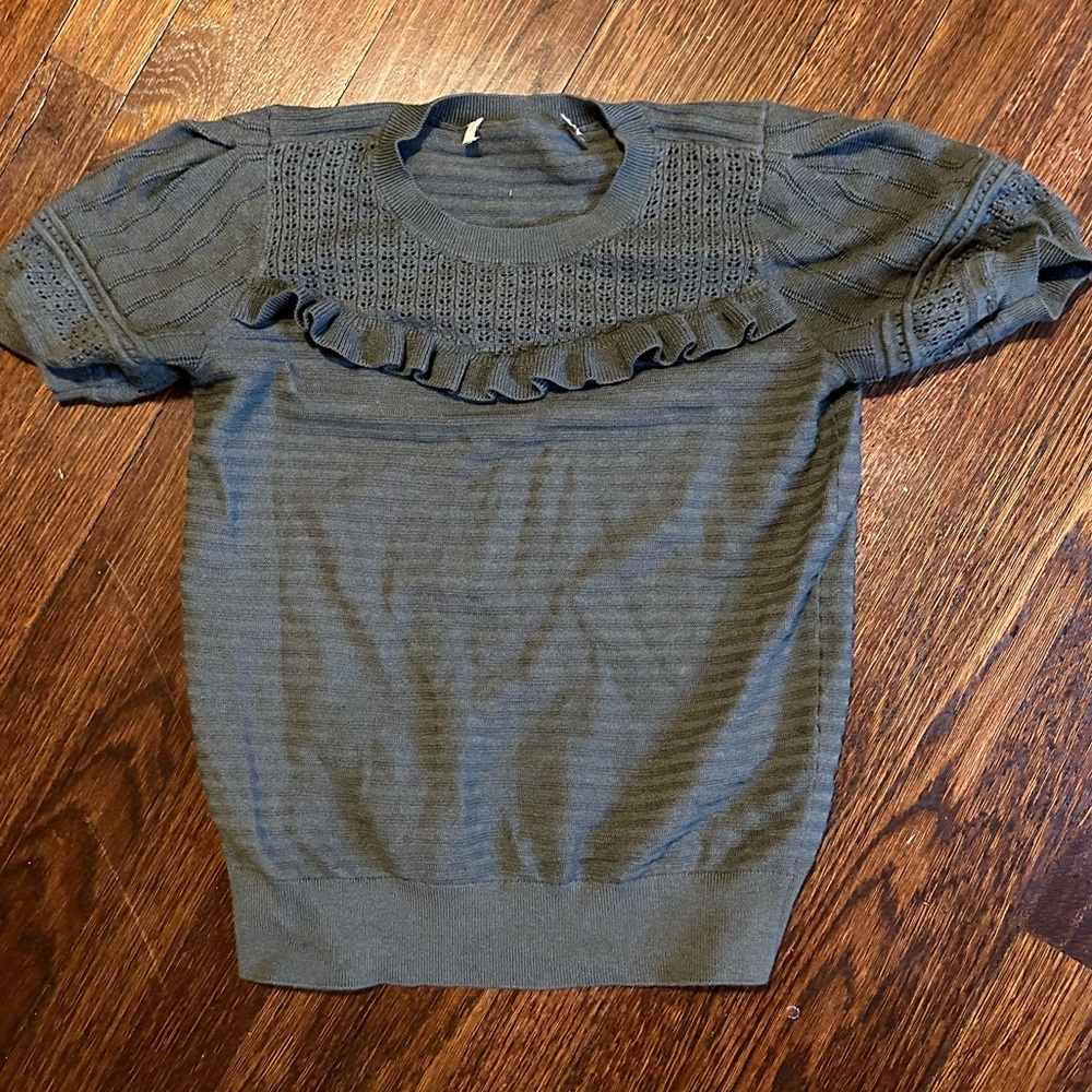 Ruffle Puff Sleeve Sweater Tee